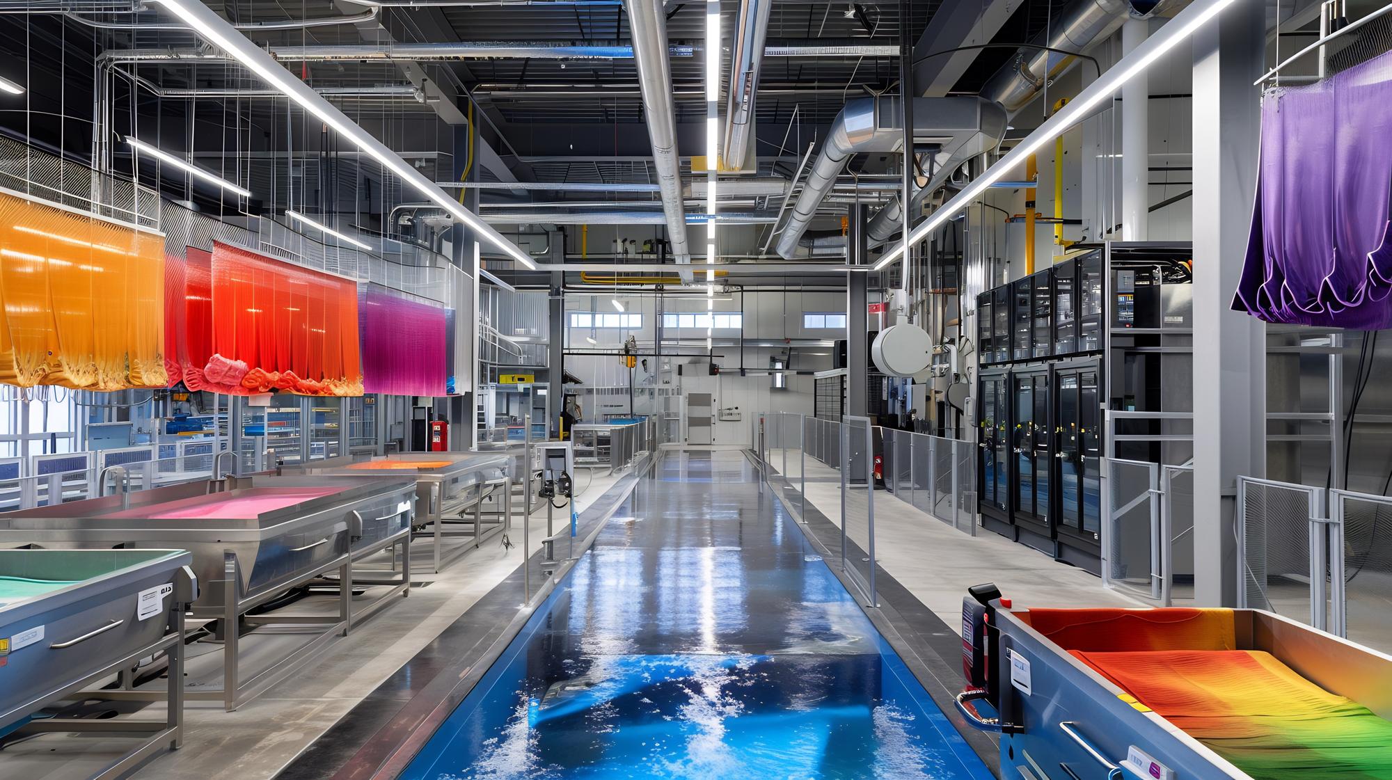Interior shot of workshop with machines and color swatches